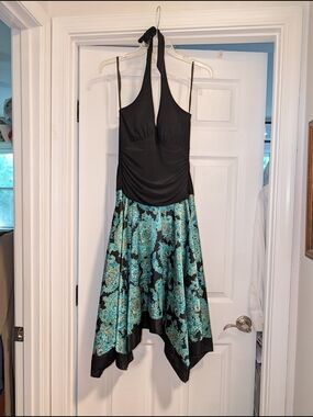J.B.S. Black Halter Dress with Teal Paisley Skirt
